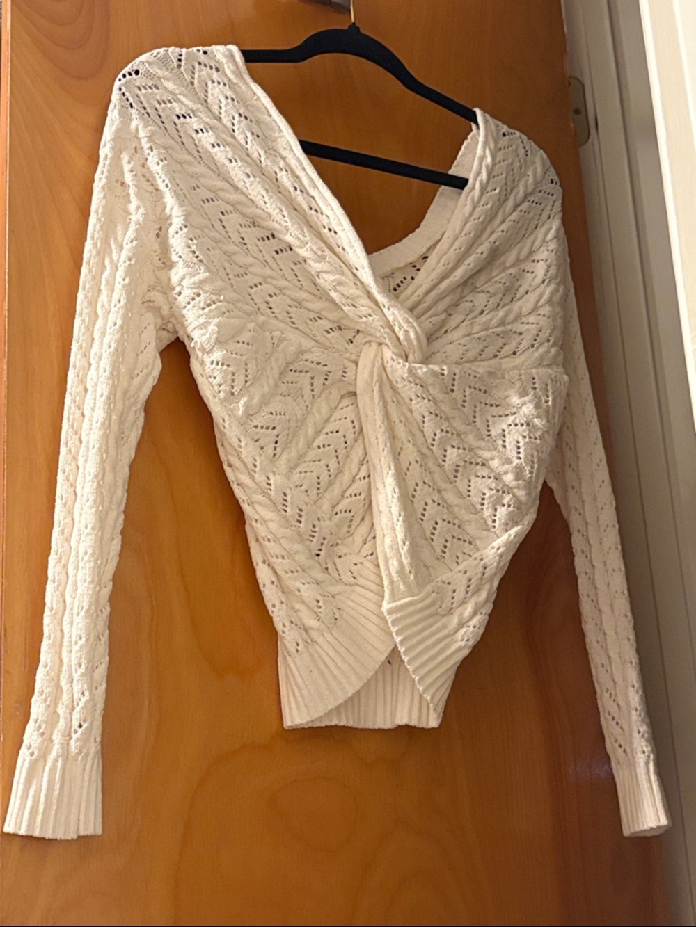 Off-the-Shoulder Twist Knit Sweater - Cream